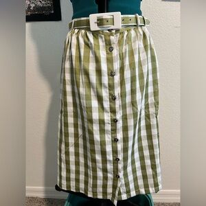 Modcloth Olive and White Plaid A-Line Skirt
